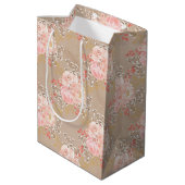 PASTEL PINK & TAN WATERVERF FLOWERS MEDIUM CADEAUZAKJE (Achterkant Gekanteld)
