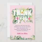 Pastel Pink Tropical Greenery Floral Birthday Bedankkaart (Voorkant)