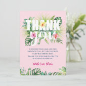 Pastel Pink Tropical Greenery Floral Birthday Bedankkaart (Staand voorkant)