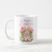 Pastel Pink Tulips Easter Bunny Happy Easter Koffiemok (Links)