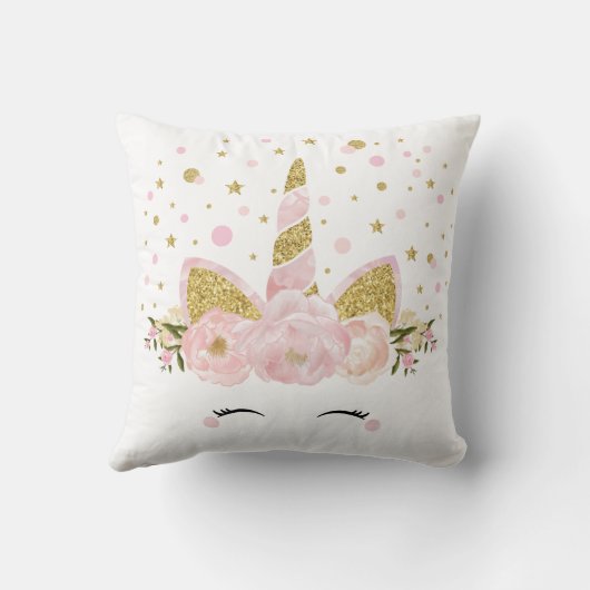 Pastel Pink Unicorn Magical Clouds Glitter Nursery Kussen (Achterkant)
