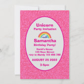 Pastel Pink Warrior Unicorn Birthday Invite Notitiekaartje (Achterkant)
