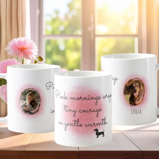 Pastel Pink Watercolor Dachshund - Custom Photo Koffiemok