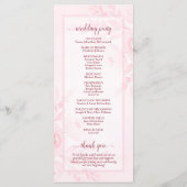 Pastel Pink Watercolor Peonies Elegant Wedding Programmakaart (Achterkant)
