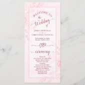 Pastel Pink Watercolor Peonies Elegant Wedding Programmakaart (Voorkant)