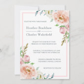  Pastel Pink Waterverf Floral Wedding Kaart (Voorkant)