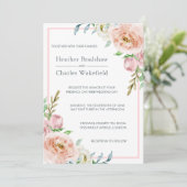  Pastel Pink Waterverf Floral Wedding Kaart (Staand voorkant)