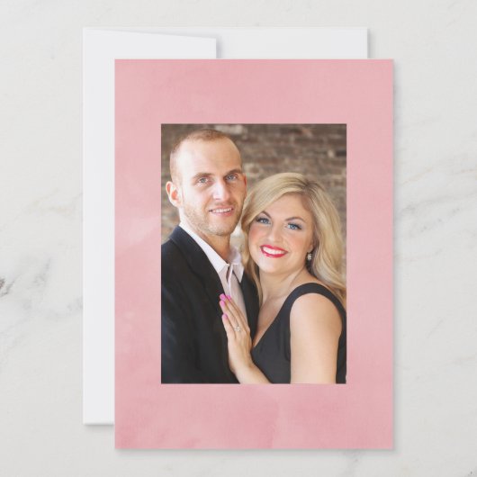 Pastel Pink Waterverf Peonies Weddenfoto Save The Date (Achterkant)