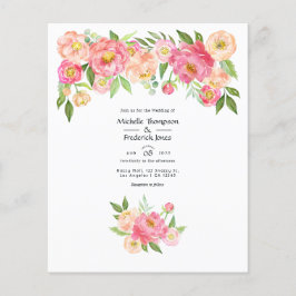 Pastel Pink Waterverf Peonies Weddenschap Flyer