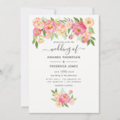 Pastel Pink Waterverf Peonies Wedding Kaart (Voorkant)