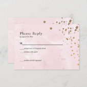 Pastel Pink Waterverf Wedding RSVP Kaart (Voorkant / Achterkant)