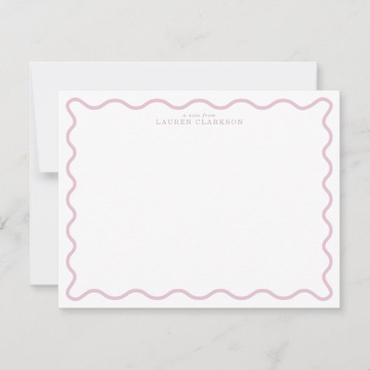 pastel pink wavy border note card kaart (Voorkant)
