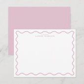 pastel pink wavy border note card kaart (Voorkant / Achterkant)