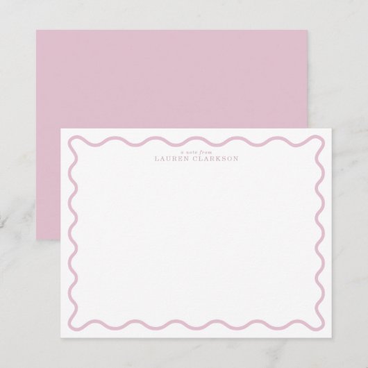 pastel pink wavy border note card kaart (Voorkant / Achterkant)
