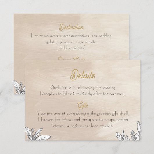 Pastel Pink Wedding Enclosure Card Informatiekaartje (Voorkant / Achterkant)