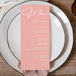 Pastel Pink Wedding Menu