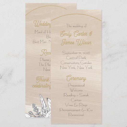 Pastel Pink Wedding Programmakaart (Voorkant / Achterkant)