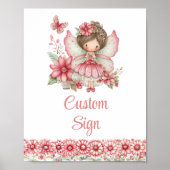 Pastel Pink Whimsical Fairy Floral 4th Birthday  Poster (Voorkant)
