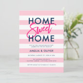 Pastel Pink & White Blue Housewarming Party Kaart (Staand voorkant)