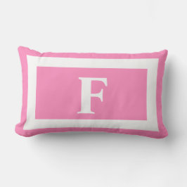 Pastel Pink White Bold Monogram Initiaal buitenshu Buitenkussen