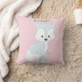 Pastel Pink-White Polka-Dot Baby Fox Monogram Kussen (Deken)