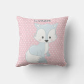 Pastel Pink-White Polka-Dot Baby Fox Monogram Kussen (Achterkant)