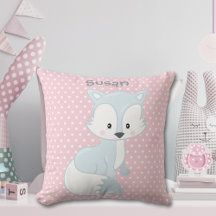 Pastel Pink-White Polka-Dot Baby Fox Monogram