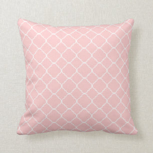Pastel Pink White Quatrefoil Kussen