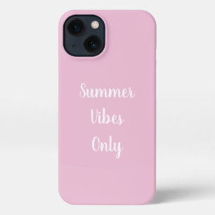 Pastel Pink & White Summer Vibes Only Typografie iPhone 13 Hoesje