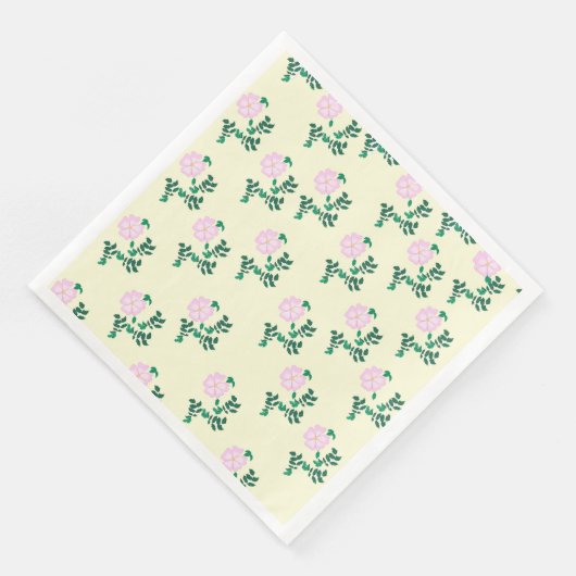 Pastel Pink Wild Roos Vloer Pattern Vanilla Servet (Hoek)