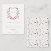 Pastel Pink Wildflower Crest Wedding Gift Registry Informatiekaartje (Voorkant / Achterkant)