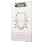 Pastel Pink Wildflower Waterverf Crest Monogram Klembord (Links)