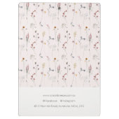 Pastel Pink Wildflower Waterverf Crest Monogram Klembord (Achterkant)