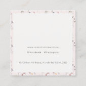 Pastel Pink Wildflower Waterverf Crest Monogram Vierkante Visitekaartje (Achterkant)