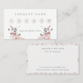 Pastel Pink Wildflower Waterverf Lint Loyalty Visitekaartje (Voorkant / Achterkant)