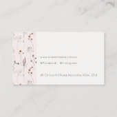 Pastel Pink Wildflower Waterverf Monogram koolstof Visitekaartje (Achterkant)