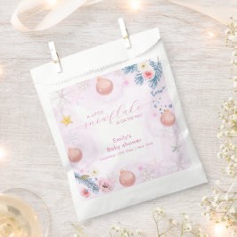 Pastel Pink Winter Snowflake Floral Baby Shower  Bedankzakje