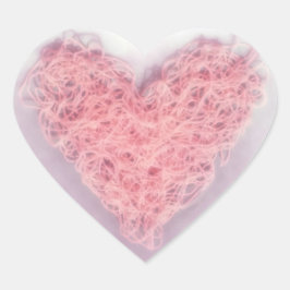 Pastel Pink Wool Yarn Valentijn Day Craft Love Hart Sticker
