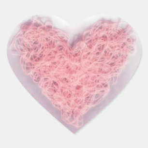Pastel Pink Wool Yarn Valentijn Day Craft Love Hart Sticker