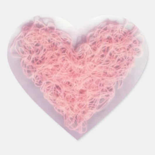 Pastel Pink Wool Yarn Valentijn Day Craft Love Hart Sticker (Voorkant)