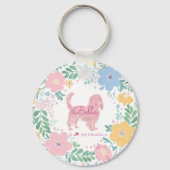 Pastel Pink Wreath Cavalier King Charles Spaniel Sleutelhanger (Voorkant)