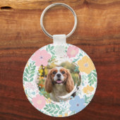 Pastel Pink Wreath Cavalier King Charles Spaniel Sleutelhanger (Achterkant)