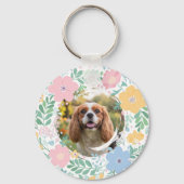 Pastel Pink Wreath Cavalier King Charles Spaniel Sleutelhanger (Achterkant)