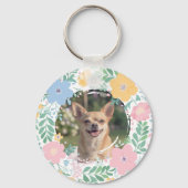 Pastel Pink Wreath Chihuahua - Custom Photo  Sleutelhanger (Achterkant)