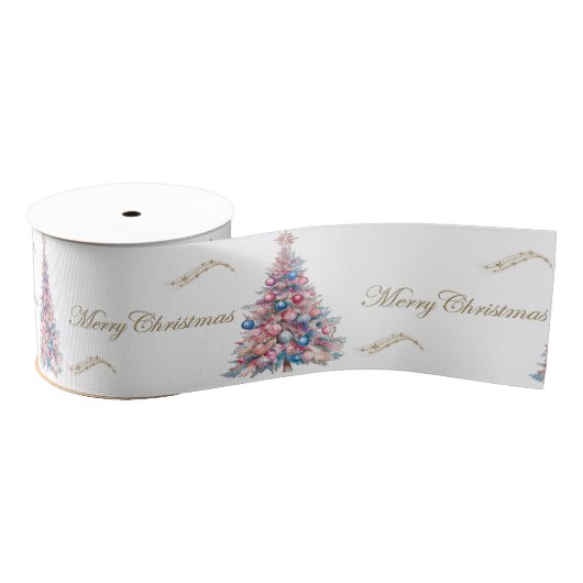 Pastel Pink Xmas Trees Christmas  Grosgrain Lint (Spoel)
