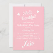 Pastel Pink XOXO Galentine's Day Party Kaart (Voorkant)