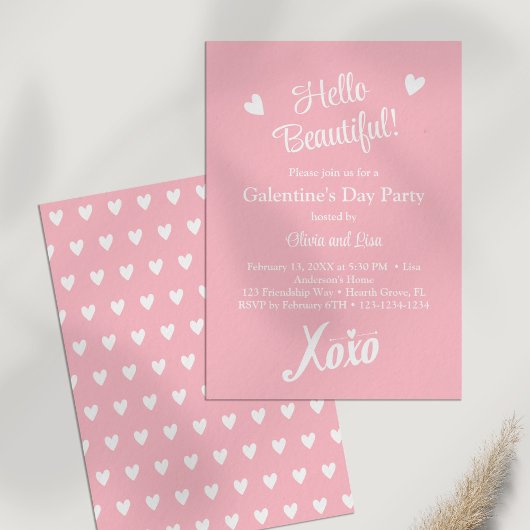 Pastel Pink XOXO Galentine's Day Party Kaart