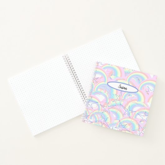 Pastel Pink Yellow Aqua Rainbows Stars Journal Notitieboek (Binnen)