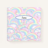 Pastel Pink Yellow Aqua Rainbows Stars Journal Notitieboek (Voorkant)