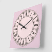 Pastel Pinks Fancy Romeins Numeriek Gezicht Vierkante Klok (Hoek)